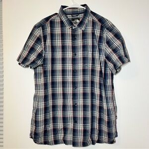The North Face Navy and Red Plaid Button Down Shirt
